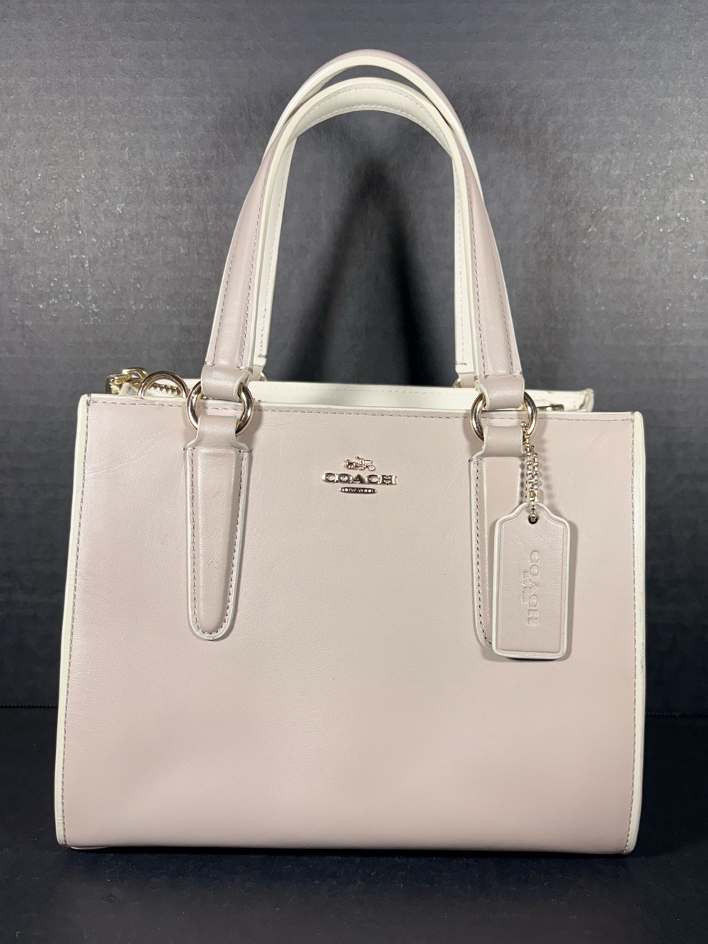 Coach Blush Pink Leather Satchel Crossbody Bag Gold Hardware Shoulder Strap